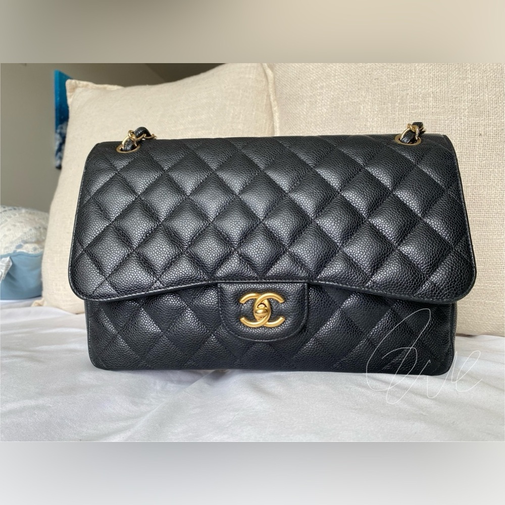 CHANEL Classic Double Flap Bag Jumbo size Caviar